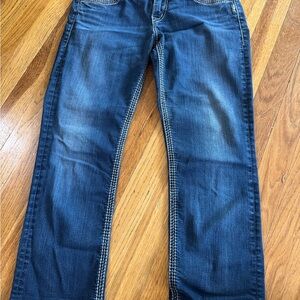 Silver Jeans Dark Blue Denim Capris Suki Size 29W